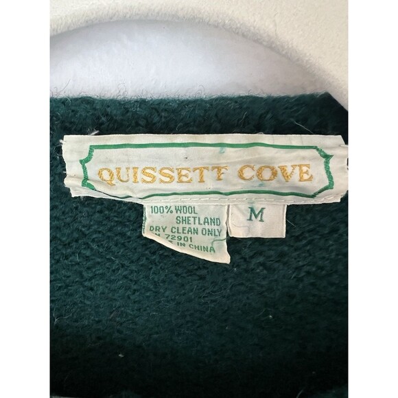 Vintage QUISSETT COVE Cardinal Birds 100% Shetland WOOL Cardigan Sweater Medium - Picture 3 of 14